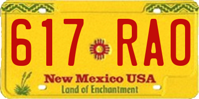 NM license plate 617RAO