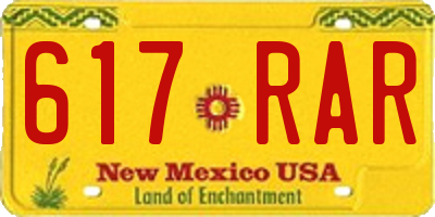 NM license plate 617RAR