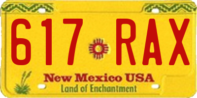 NM license plate 617RAX