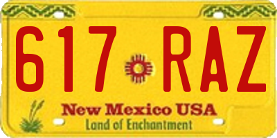 NM license plate 617RAZ