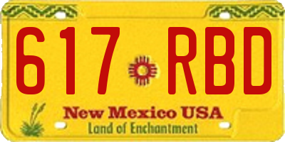 NM license plate 617RBD