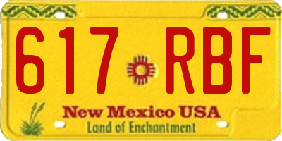 NM license plate 617RBF