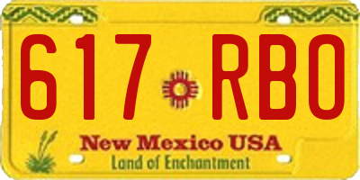 NM license plate 617RBO