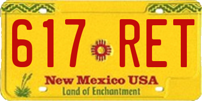 NM license plate 617RET