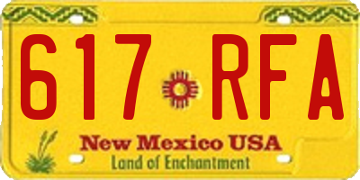 NM license plate 617RFA