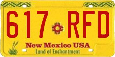 NM license plate 617RFD