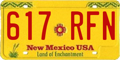 NM license plate 617RFN