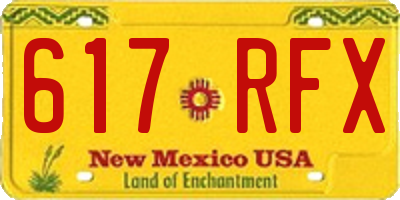 NM license plate 617RFX
