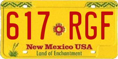 NM license plate 617RGF