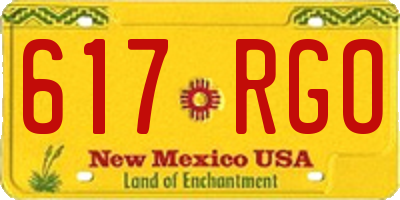 NM license plate 617RGO
