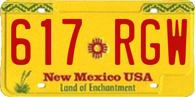 NM license plate 617RGW