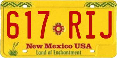 NM license plate 617RIJ