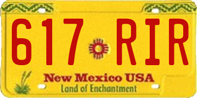 NM license plate 617RIR