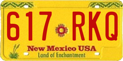 NM license plate 617RKQ