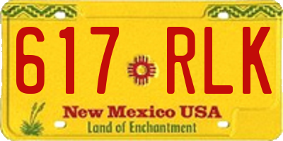 NM license plate 617RLK