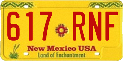 NM license plate 617RNF