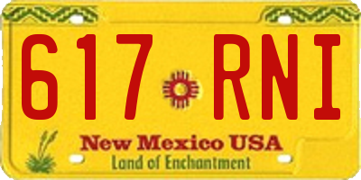 NM license plate 617RNI