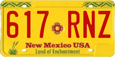 NM license plate 617RNZ