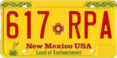 NM license plate 617RPA