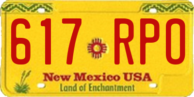NM license plate 617RPO