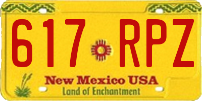 NM license plate 617RPZ