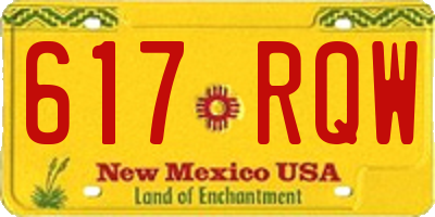 NM license plate 617RQW