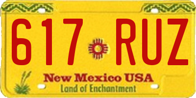 NM license plate 617RUZ
