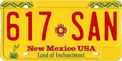 NM license plate 617SAN
