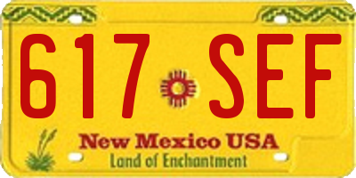 NM license plate 617SEF