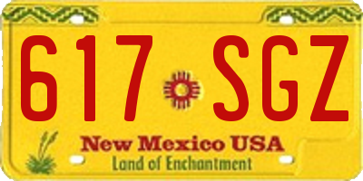 NM license plate 617SGZ