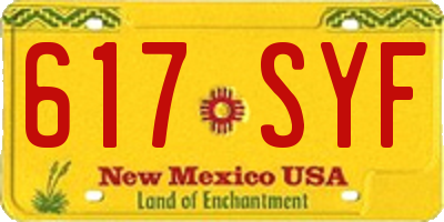 NM license plate 617SYF