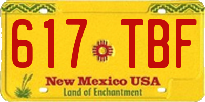 NM license plate 617TBF