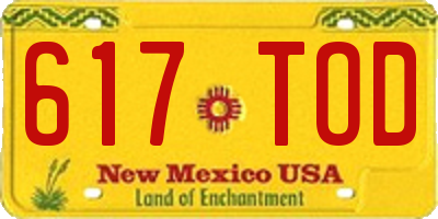 NM license plate 617TOD