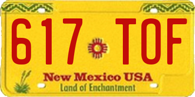 NM license plate 617TOF