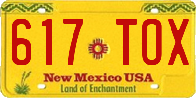 NM license plate 617TOX
