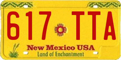 NM license plate 617TTA