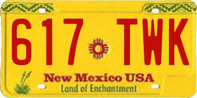 NM license plate 617TWK