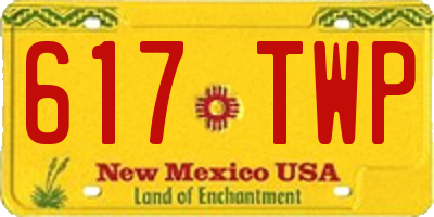 NM license plate 617TWP