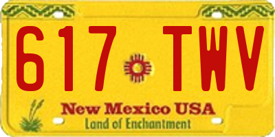 NM license plate 617TWV