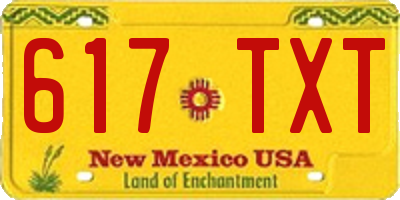 NM license plate 617TXT