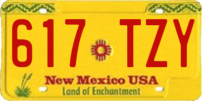 NM license plate 617TZY