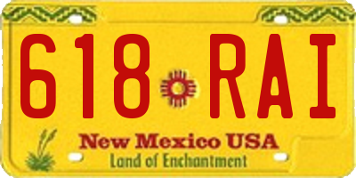 NM license plate 618RAI