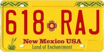 NM license plate 618RAJ