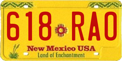 NM license plate 618RAO