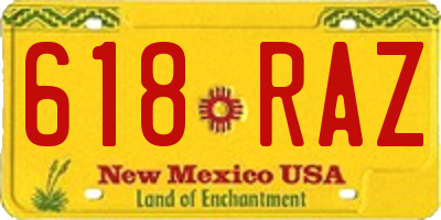 NM license plate 618RAZ