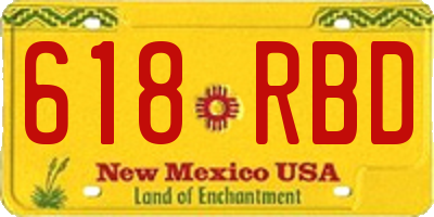 NM license plate 618RBD