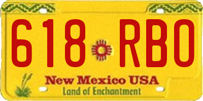 NM license plate 618RBO