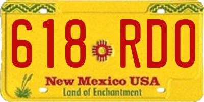 NM license plate 618RDO