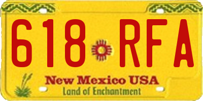 NM license plate 618RFA