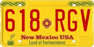 NM license plate 618RGV